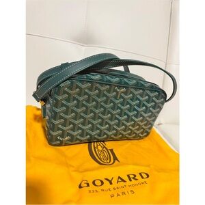 Goyard Teal and Gold Cosmetic Bag